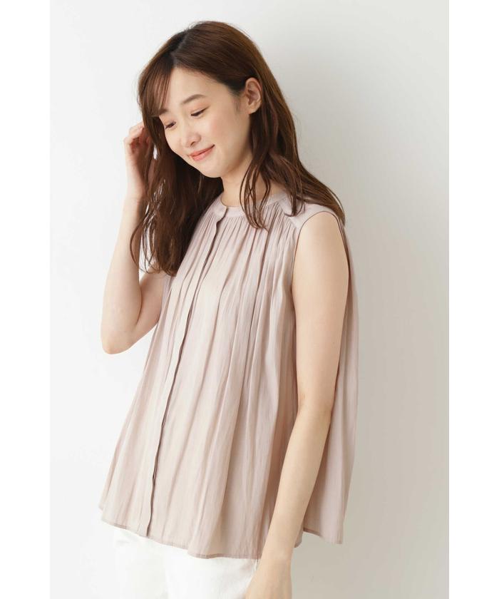 セール ナチュラルビューティーベーシック Natural Beauty Basic 割繊サテンギャザーブラウス Magaseek