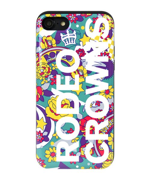 Rodeo Crowns(ロデオクラウンズ)/iphoneケース iPhoneSE(第2世代) iPhone8/7 ロデオクラウンズ RODEOCROWNS ロゴフラワーEMERALD カード収納背面ケース/エメラルド