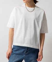 NOLLEY’S(ノーリーズ)/総針抜きクルーネックニットTシャツ/ホワイト