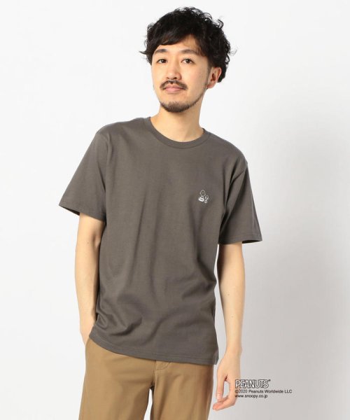 GLOSTER(GLOSTER)/Charlie Brown & Snoopy / チャーリー・ブラウン＆スヌーピー ワンポイント Tシャツ 半袖/チャコールグレー