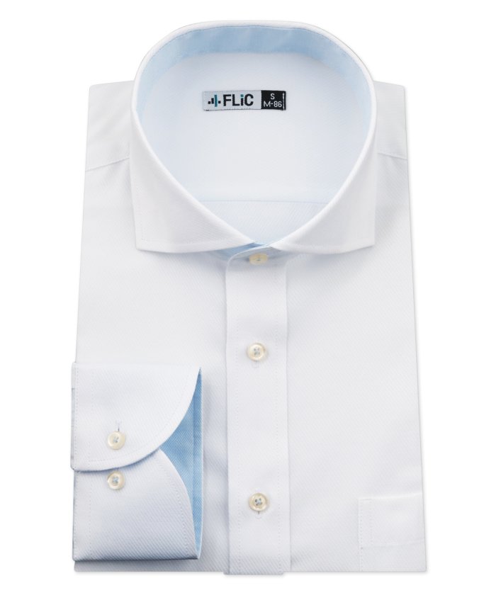 ワイシャツ メンズ ホリゾンタル ワイド 長袖 形態安定 シャツ ドレスシャツ ビジネス ノーマル スリム Yシャツ カッターシャツ 定番 ドビー 織柄 おしゃ フリック Flic Magaseek