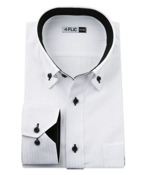 FLiC(フリック)/ワイシャツ メンズ デザイン ボタンダウン 長袖 形態安定 シャツ ドレスシャツ ビジネス ノーマル スリム yシャツ カッターシャツ 定番 ドビー 織柄 おし/その他