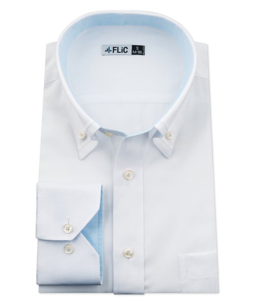 フリック Flic ワイシャツ メンズ デザイン ボタンダウン 長袖 形態安定 シャツ ドレスシャツ ビジネス ノーマル スリム Yシャツ カッター シャツ 定番 ドビー 織柄 おし Magaseek