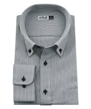 FLiC/ワイシャツ メンズ ボタンダウン 長袖 形態安定 シャツ ドレスシャツ ビジネス ノーマル スリム yシャツ カッターシャツ 定番 ストライプ ドビー 織柄 お/503079238