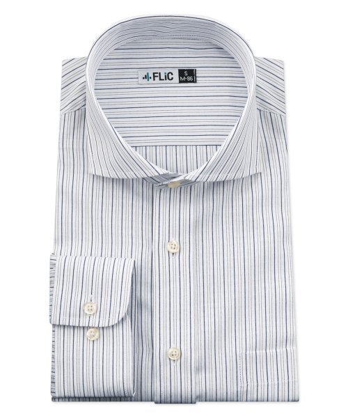 FLiC(フリック)/ワイシャツ メンズ ホリゾンタル ワイド 長袖 形態安定 シャツ ドレスシャツ ビジネス ノーマル スリム yシャツ カッターシャツ 定番 ストライプ ドビー /その他
