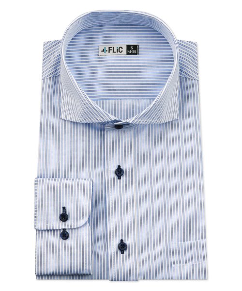 FLiC(フリック)/ワイシャツ メンズ ホリゾンタル ワイド 長袖 形態安定 シャツ ドレスシャツ ビジネス ノーマル スリム yシャツ カッターシャツ 定番 ストライプ ドビー /その他