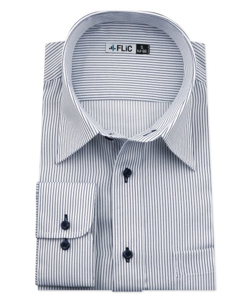 FLiC(フリック)/ワイシャツ メンズ レギュラーカラー 長袖 形態安定 シャツ ドレスシャツ ビジネス ノーマル スリム yシャツ カッターシャツ 定番 ストライプ ドビー 織柄/その他