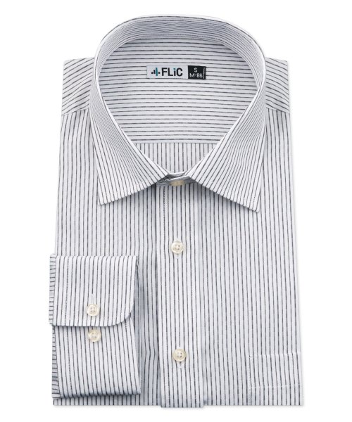 FLiC(フリック)/ワイシャツ メンズ ショートワイド ワイド 長袖 形態安定 シャツ ドレスシャツ ビジネス ノーマル スリム yシャツ カッターシャツ 定番 ストライプ ドビー/その他