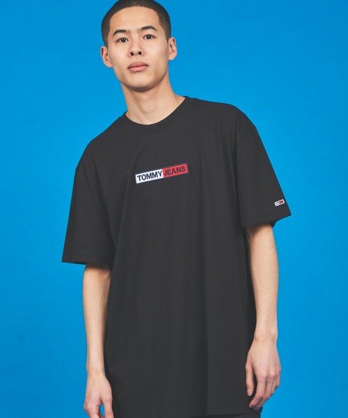 TOMMY JEANS(トミージーンズ)/エンブロイダリーボックスロゴTシャツ/ブラック