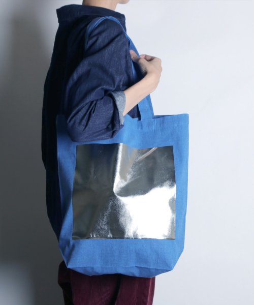 MAISON mou(メゾンムー)/【Parfum de Charmant Fleur/パルファム ドゥ シャルマンフルール】haku print tote bag/箔プリント巾着トートバッグ6_/ブルー
