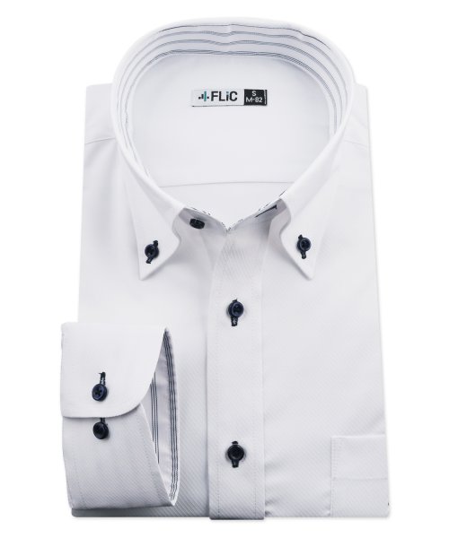 FLiC(フリック)/ワイシャツ ノーアイロン ドライ ストレッチワイシャツ メンズ 長袖 形態安定 吸水速乾 織柄 ボタンダウン/その他