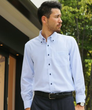 FLiC/ワイシャツ ノーアイロン ドライ ストレッチワイシャツ メンズ 長袖 形態安定 吸水速乾 織柄 ボタンダウン/503079701