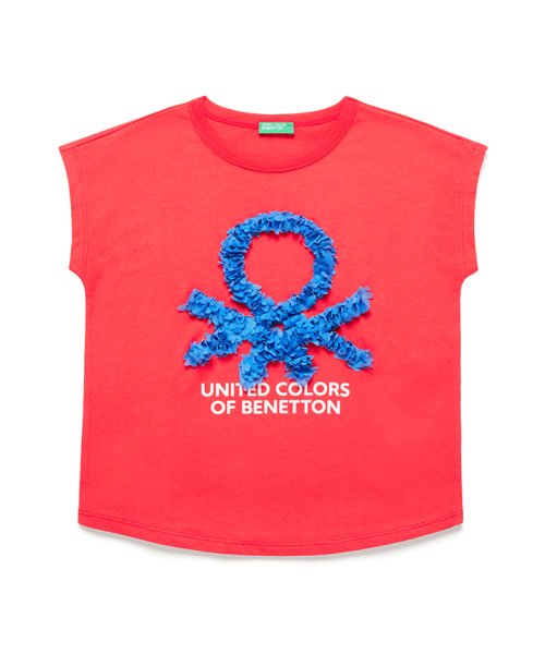 BENETTON (UNITED COLORS OF BENETTON GIRLS)(ユナイテッド　カラーズ　オブ　ベネトン　ガールズ)/モチーフロゴTシャツ・カットソー/レッド