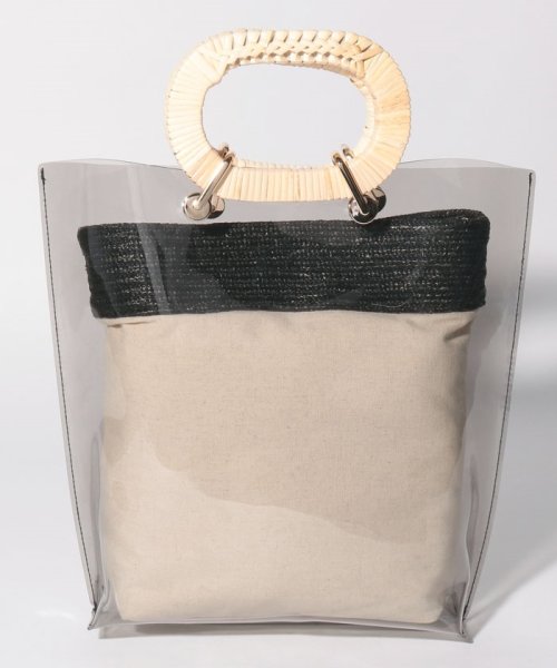 カシュカシュ Cachecache ラタンハンドルビニールトートバッグ