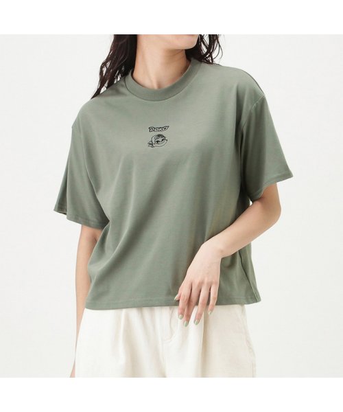 MAC HOUSE(women)(マックハウス（レディース）)/PEKO フェイス刺繍ワイドTシャツ F91468NM/カーキ