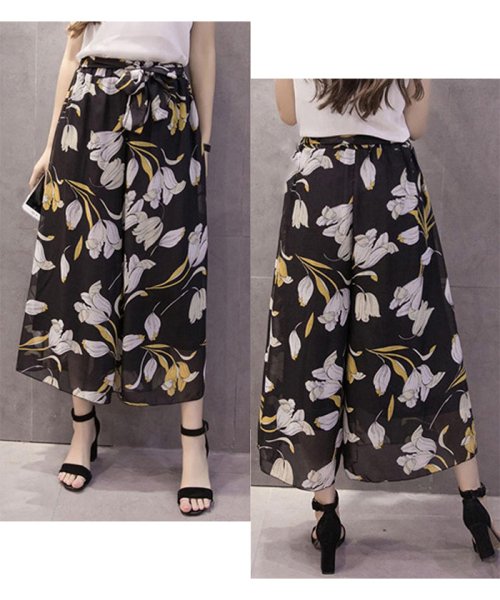 セール Off ガウチョパンツ 柄パンツ ゆったり ワイドパンツ レディース きれいめ シフォン パンツ ミモレ丈 膝丈 ミニミニストア Miniministore Magaseek