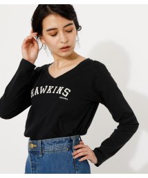 AZUL by moussy(アズールバイマウジー)/HAWKINS V／N LONG SLEEVE TEE/BLK