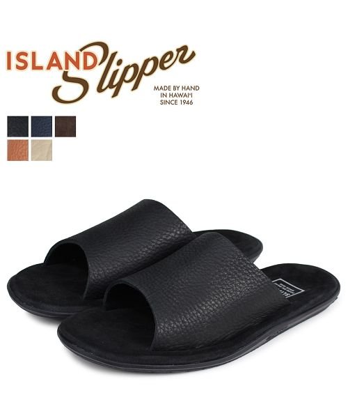 ISLAND SLIPPER(アイランドスリッパ)/アイランドスリッパ ISLAND SLIPPER サンダル メンズ スエード BULL HIDE SLIDE PBS705BH PTS705BH/ブラック