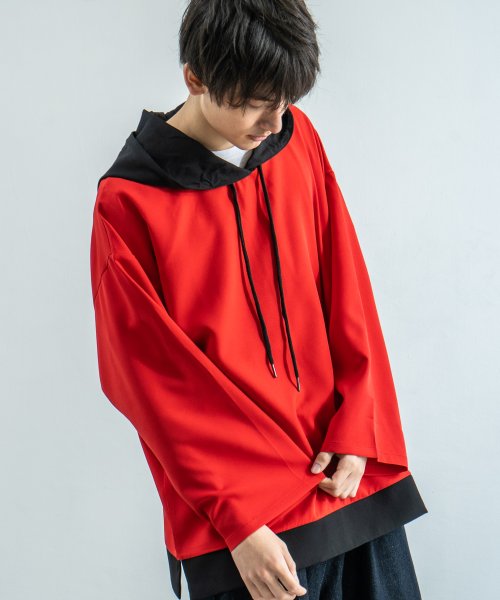 ロッキーモンロー Rocky Monroe パーカー メンズ ビッグシルエット ビッグパーカー プルオーバー 無地 おしゃれ 赤 春 カジュアル ストリート 9449 Magaseek
