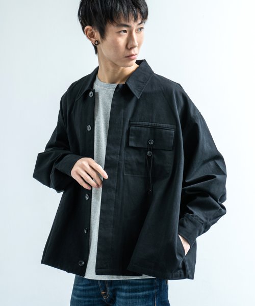 カバーオール ワークジャケット メンズ ビッグシルエット ボックス ワイド オーバーサイズ ドロップショルダー 綿 コットン シンプル カジュアル ストリート ロッキーモンロー Rocky Monroe Magaseek