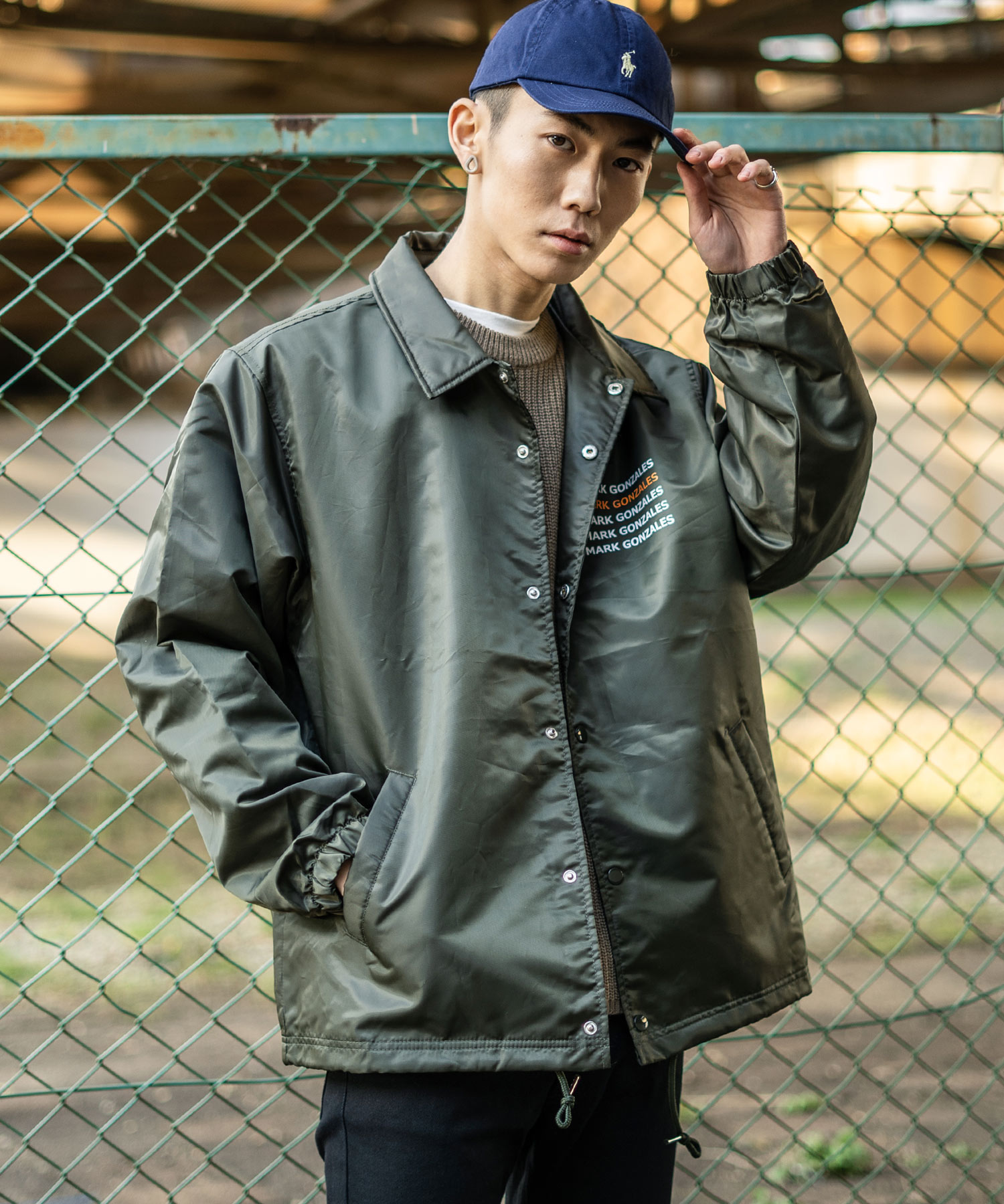 MARK GONZALES マークゴンザレス 2G5-5922 SIGN コーチジャケット アウター ブルゾン メンズ レディース ポリエステルツイル ビッグシ