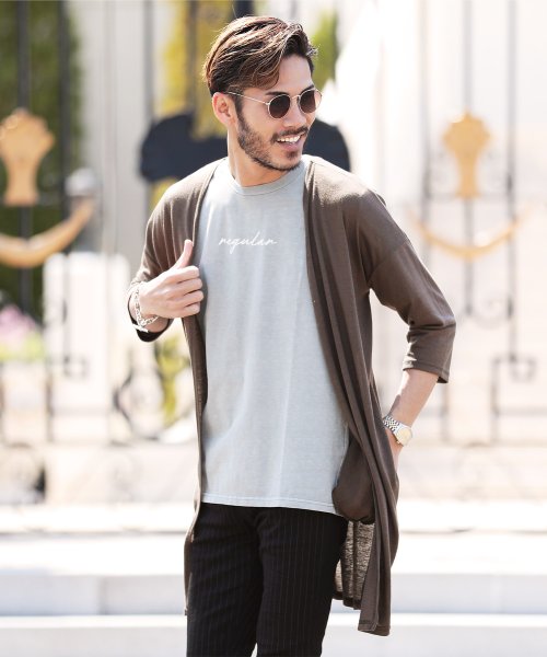 麻混 ロングカーディガン カーディガン メンズ カーデ カーデガン 長袖 トップス ロング丈 麻 リネン ジギーズショップ Jiggys Shop Magaseek