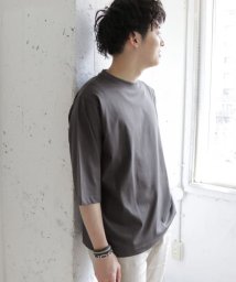 URBAN RESEARCH DOORS(アーバンリサーチドアーズ)/ダブルシルケット6分袖Tシャツ/CHARCOAL