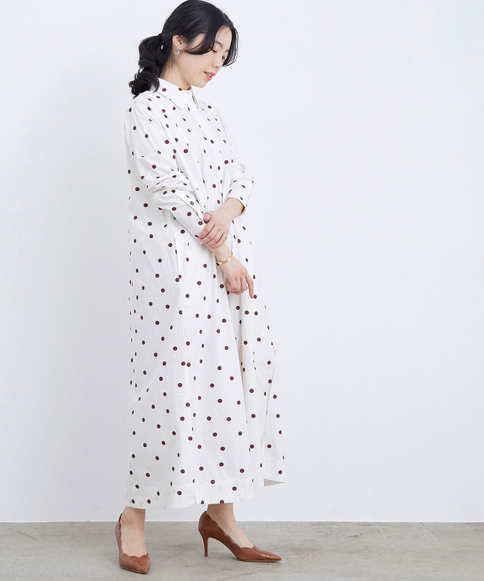 【GANNI】PRINTED COTTON POPLIN MAXI DRESS