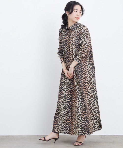 ADAM ET ROPE'(アダム　エ　ロペ)/【GANNI】PRINTED COTTON POPLIN MAXI DRESS/ダークブラウン（20）