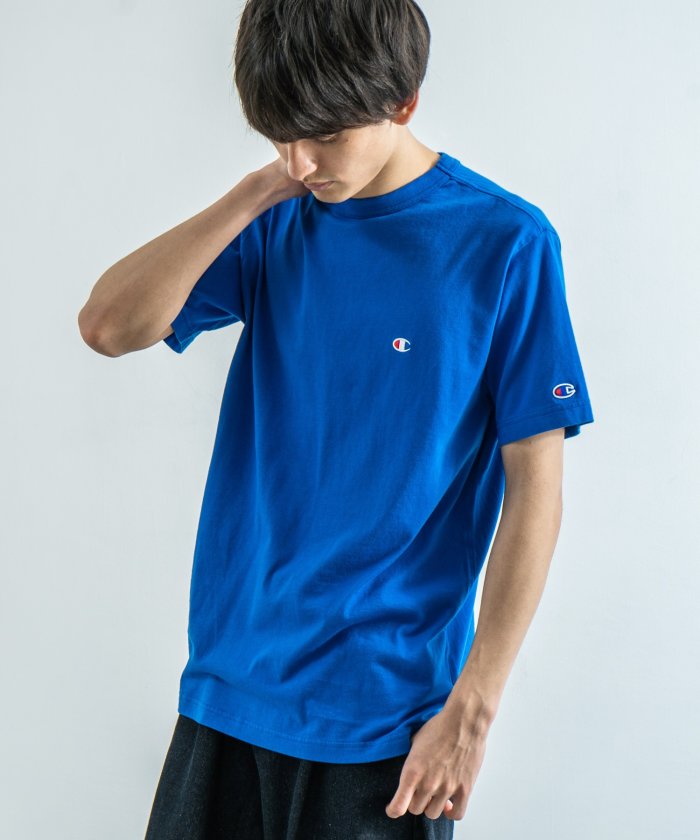 セール 半袖tシャツ メンズ ユニセックス ワンポイント ロゴ 刺繍 無地 シンプル カジュアル 綿 コットン Basic Champion チャンピオン クルーネック ロッキーモンロー Rocky Monroe Magaseek