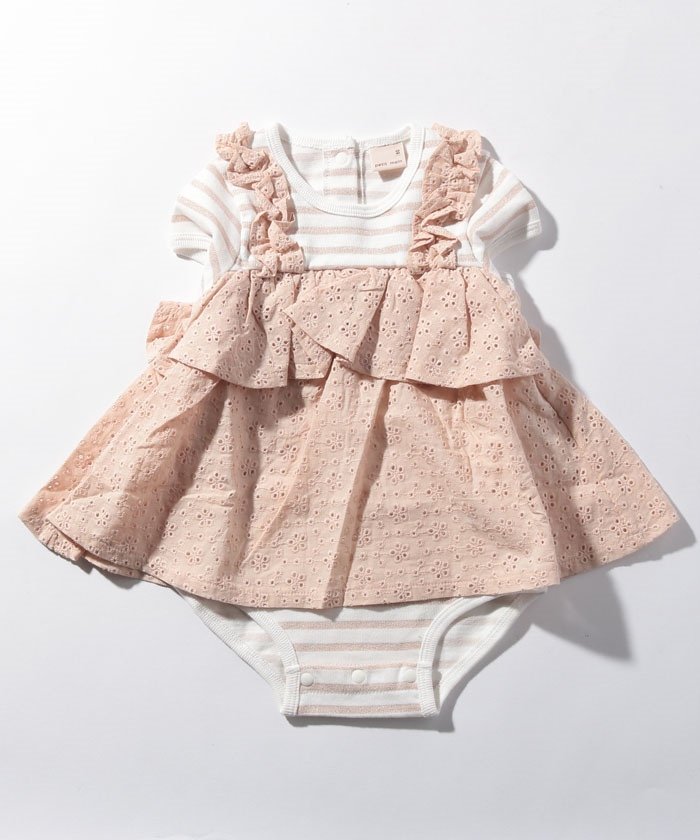 クーポン セール Off アイレットレースチュニックドッキングロンパース プティマイン Petit Main Magaseek