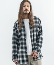 Rocky Monroe(ロッキーモンロー)/長袖シャツ メンズ フランネル 綿 コットン ビッグシルエット オーバーサイズ ドロップショルダー ルーズ チェック 無地 シンプル カジュアル RD.Ghos/ホワイト