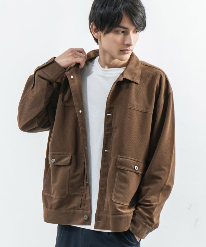 セール Gジャン ジャケット メンズ レディース ライトアウター ショート丈 シャツ 無地 コーデュロイ ビッグシルエット オーバーサイズ ボックス シンプル ストリー ロッキーモンロー Rocky Monroe Magaseek