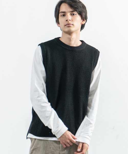 ニットベスト メンズ レディース ユニセックス 畦編み クルーネック セーター ポケット Rd Ghost アールディ ゴースト 64 ロッキーモンロー Rocky Monroe Magaseek