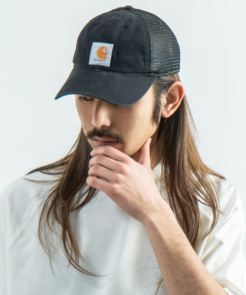 Rocky Monroe(ロッキーモンロー)/CARHARTT カーハート ベースボールキャップ 帽子 メンズ レディース スナップバック 6パネル メッシュ ストリート ワーク カジュアル ダック生地 綿/ブラック