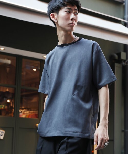 プルオーバー シャツ 半袖 メンズ Tシャツ 無地 キレイめ カジュアル シンプル ストリート クルーネック Tr ストレッチ サイドポケット 9005 ロッキーモンロー Rocky Monroe Magaseek