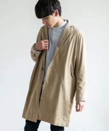 チェスターコート メンズ ライトアウター 綿麻 コットンリネン ストレッチ チェック ベージュ スプリングコート ロング 9254 ロッキーモンロー Rocky Monroe Magaseek