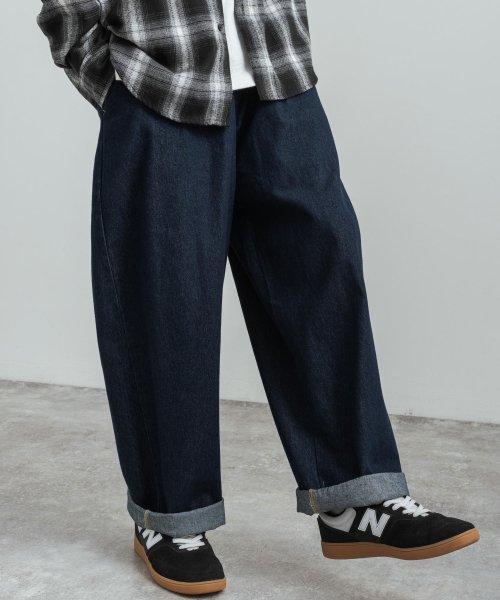 セール ワイドパンツ メンズ バギーパンツ デニム ジーパン ジーンズ バルーン テーパード スケーターパンツ インディゴ 10oz 大きい ゆるパン ゆったり 太め ロッキーモンロー Rocky Monroe Magaseek