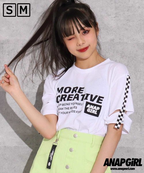 セール フラッグチェックテープ袖アキトップス アナップガール Anap Girl Magaseek