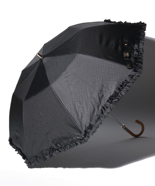 LANVIN en Bleu(umbrella)(ランバンオンブルー（傘）)/LANVIN en Bleu 晴雨兼用折りたたみ傘 "ドビーフリル"/ブラック