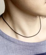 ＜マガシーク＞ メゾンムー stainless necklacce square parts chain2 /ステンレスネックレス四角パーツチェーン2 ユニセックス ブラック FREE MAISON mou】