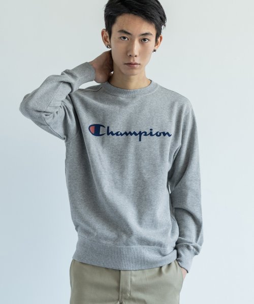 Rocky Monroe(ロッキーモンロー)/トレーナー メンズ スウェット Champion チャンピオン クルーネック 長袖 BASIC ベーシック ロゴ 刺繍 C3－H004 8489/グレー