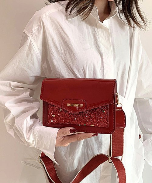 エナメルバッグ レディース ラメ スクエアバッグ ショルダーバッグ 斜めがけ 大人 2way バッグ Puレザー おしゃれ ミニミニストア Miniministore Magaseek