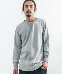 Rocky Monroe(ロッキーモンロー)/スウェット トレーナー ロングTシャツ プルオーバー メンズ クルーネック ラグランスリーブ 長袖 BSQ 天竺 アシンメトリー 綿 コットン 耐久性 ビッグシ/グレー