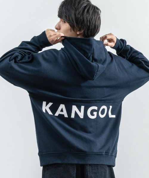 Rocky Monroe(ロッキーモンロー)/KANGOL カンゴール プルオーバーパーカー スウェットシャツ トレーナー メンズ レディース ユニセックス 刺繍 ロゴ 無地 シンプル ルーズシルエット ビ/ネイビー