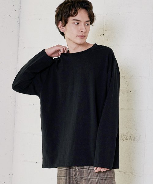 ロングtシャツ メンズ 長袖 無地 シンプル オーバーサイズ ビッグシルエット ルーズ ドロップショルダー 綿 コットン レイヤード インナー Ressaca ロッキーモンロー Rocky Monroe Magaseek