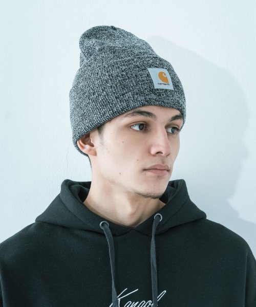 Rocky Monroe(ロッキーモンロー)/CARHARTT カーハート A18 ワッチキャップ ニット帽 メンズ レディース ワッチハット ビーニー 帽子 通年 無地 ロゴ ストリート お揃い 防寒 あ/ブラック系1