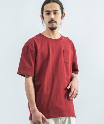 Rocky Monroe(ロッキーモンロー)/ビッグT Tシャツ メンズ USAコットン ビッグシルエット 無地 半袖 ポケット オーバーサイズ クルーネック 8800/ワイン