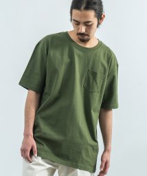 Rocky Monroe(ロッキーモンロー)/ビッグT Tシャツ メンズ USAコットン ビッグシルエット 無地 半袖 ポケット オーバーサイズ クルーネック 8800/オリーブ