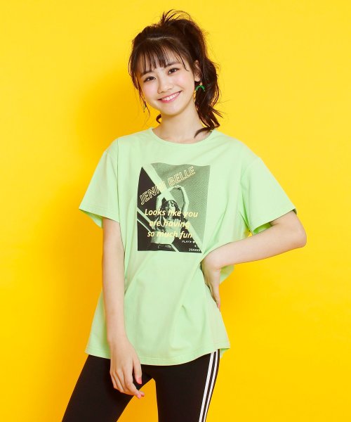JENNI belle(ジェニィベル)/【WEB限定】ガールプリントTシャツ/グリーン